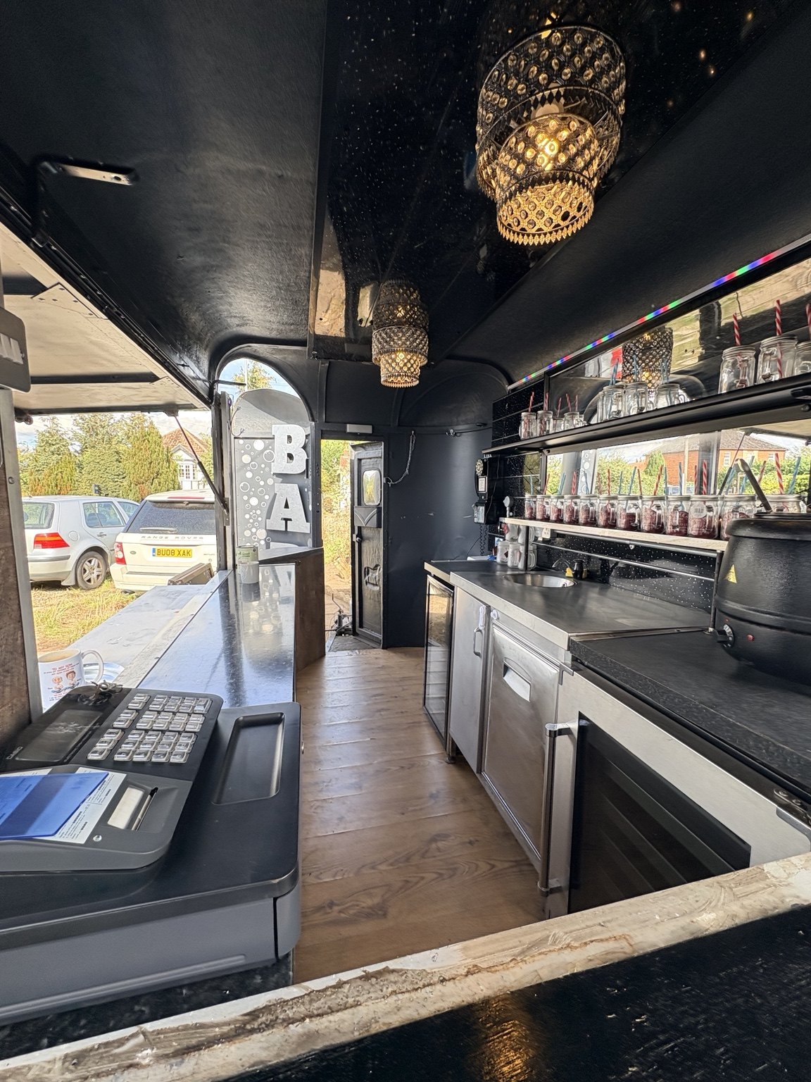 Inside the horsebox bar